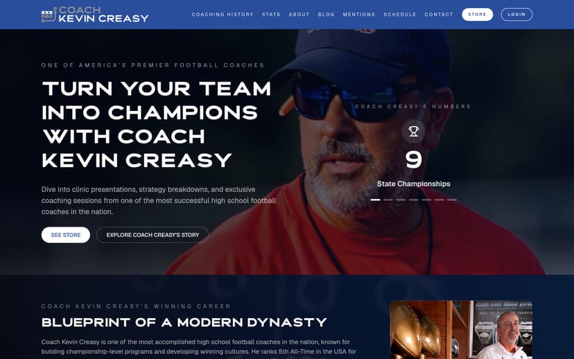 CoachCreasy.com homepage — desktop