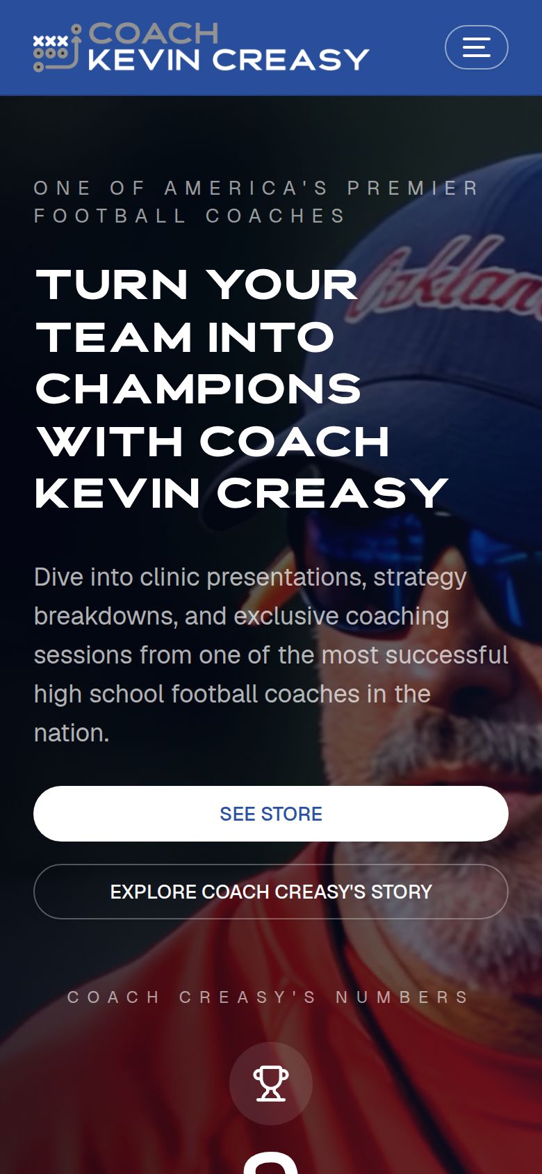 CoachCreasy.com homepage — mobile